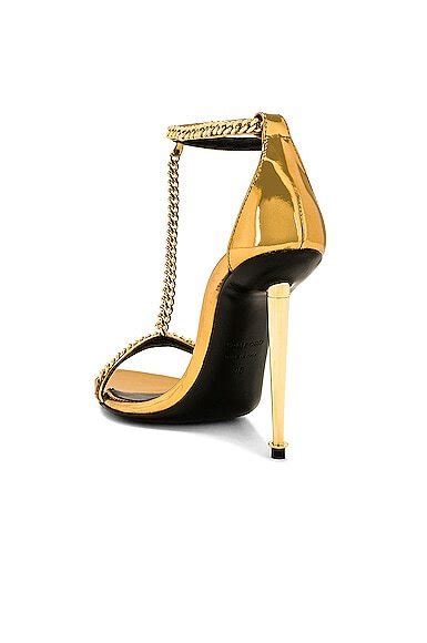 TOM FORD Mirror Padlock Chain Pointy Naked Sandal In Metallic Gold Editorialist