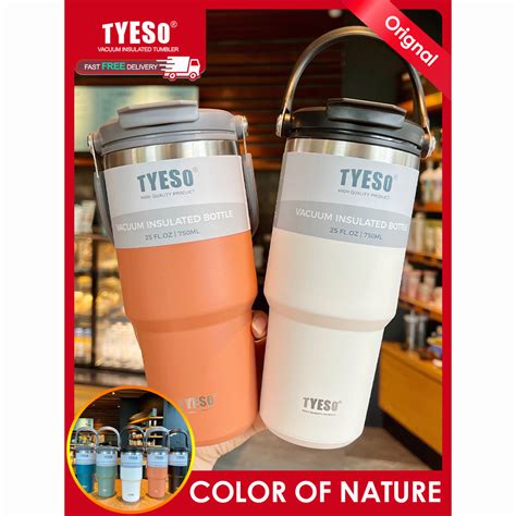 Original Tyeso Vacuum Insulated Tumbler Hot And Cold Thermoflask Stainless Steel Water Bottle