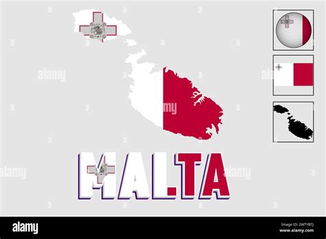 Malta Flag And Map In A Vector Graphic Stock Vector Image Art Alamy