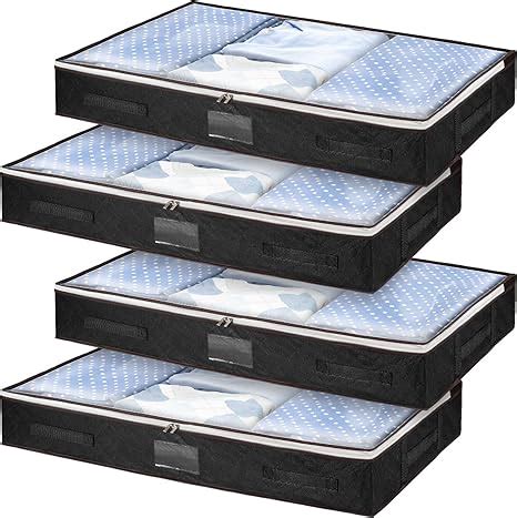 wsryx Lot de 4 boîtes de rangement sous le lit avec couvercle grandes