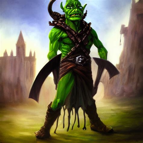 Prompthunt Goblin Wizard Oil Painting Dramatic Robed Warrior Green