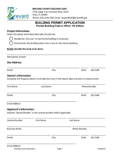 2021 2025 Form FL Building Permit Application Brevard County Fill