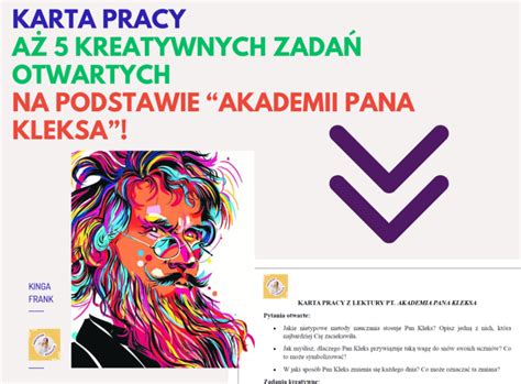 Nowa karta pracy z lektury Akademia Pana Kleksa AŻ 5 KREATYWNYCH