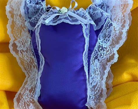 Bikini Waddle Diaper In Satin With Lace Spread Diaper For ABDL For Adult Sissy Baby Adult Baby