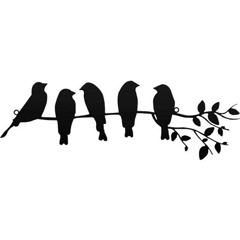 Metal Bird Wall Art 5 Birds On The Branch Wall Decor Leaves With Birds