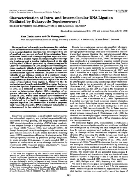 Pdf Characterization Of Intra And Intermolecular Dna Ligation