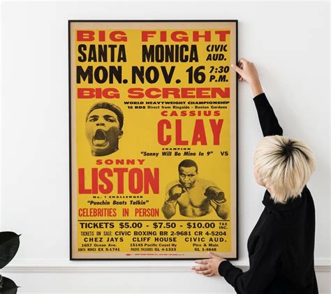 1964 Cassius Clay Muhammad Ali Vs Sonny Liston Fight Poster Etsy