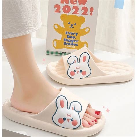 Jual Sandal Selop Wanita Cute Rabbit Sandal Jelly Import Anti Slip