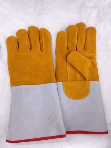 Unisex Industrial Leather Hand Gloves 7inch Finger Type Full