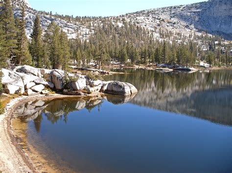 North Side Of Upper Cathedral Lake Cathedral Lakes Yosemite National Park California