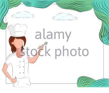 Vector Illustration Of Cartoon Chef Presenting Food Grill Shrimp Stock