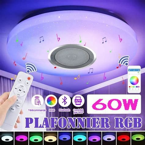 DELIPOP Plafonnier LED Moderne Intelligent Bluetooth Music 60W RGB Avec