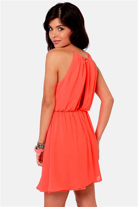 Hot Orange Dress Neon Dress Backless Dress 44 00 Lulus