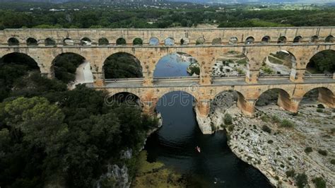 Aerial View of the Pont Du Gard Ancient Roman Aqueduct Bridge, a Major Landmark of France Stock ...