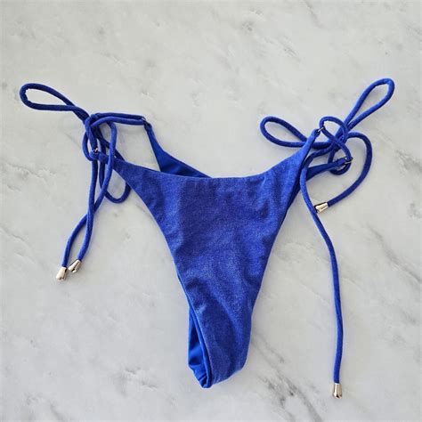 BYDEE Swim String Tie Bikini Bottoms In Royal Depop