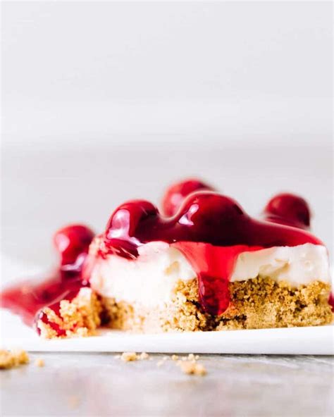 No Bake Cherry Cheesecake Bars Foodess