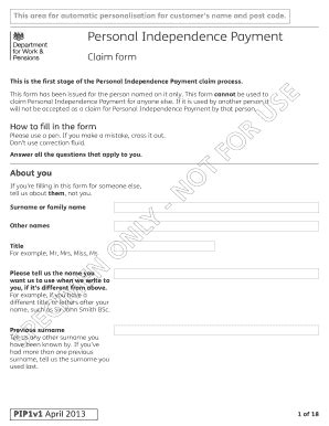 Pip Claim Form Download - Fill Online, Printable, Fillable, Blank ...