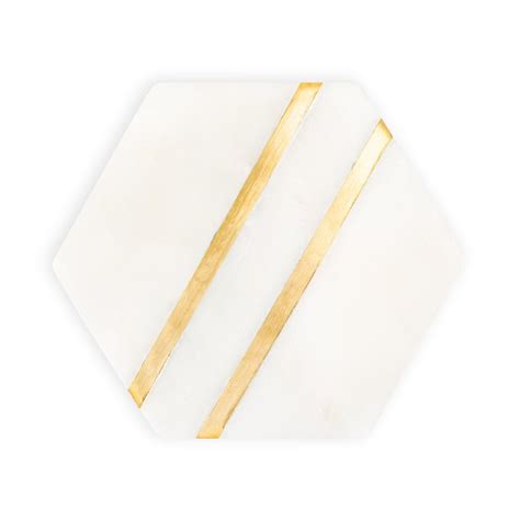 White Marble Hexagonal Coaster Set With Inlay Brass At Rs Piece In Agra