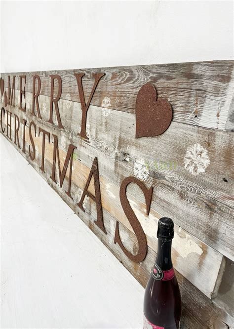 Large Merry Christmas Wooden Sign