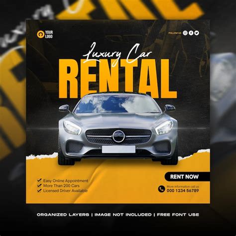 Premium Psd Rent Car Social Media Post Instagram Banner Template