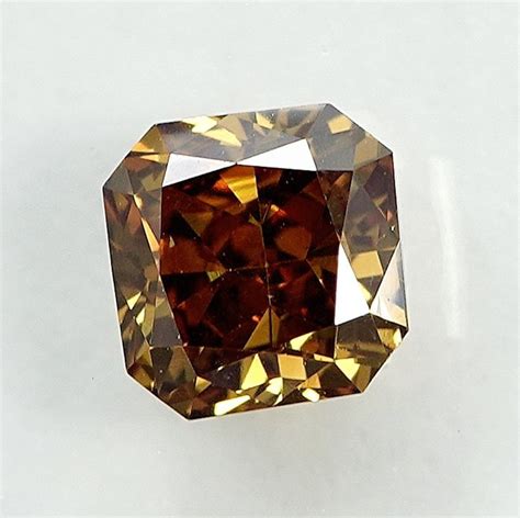 Diamond 0 62 Ct Radiant Natural Fancy Deep Brownish Catawiki