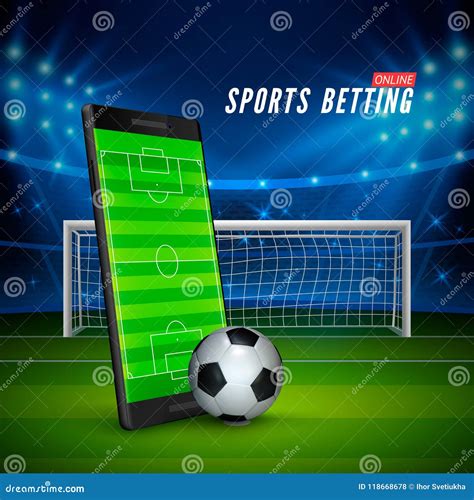 Sport Betting Online Mobile Phone With Soccer Field On Screen And