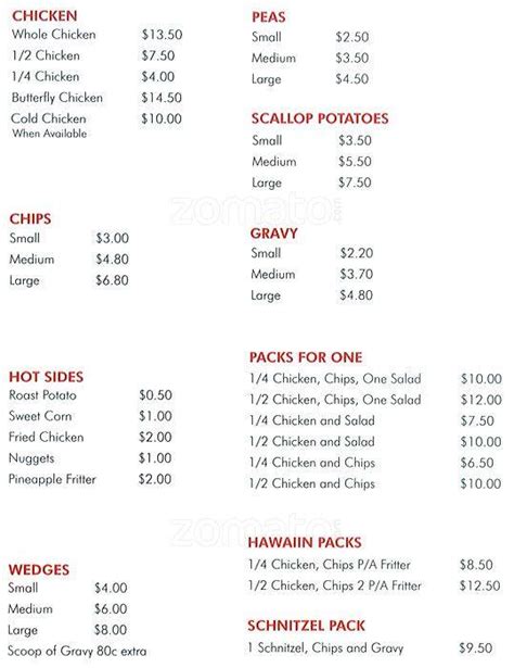 Flames Charcoal Chicken Menu Menu For Flames Charcoal Chicken Tarneit