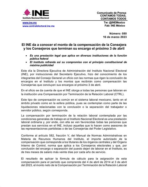 Inemexico On Twitter Boletínine 📄 El Ine Da A Conocer El Monto De