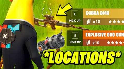 Explosive Goo Gun Location Mythic Cobra Dmr Fortnite Youtube