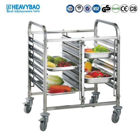 Heavybao Hotel Equipment Stainless Steel Dual Rows Trolley For Gn Pan