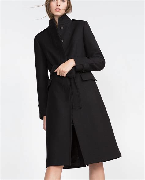 Zara High Collar Coat In Black Lyst