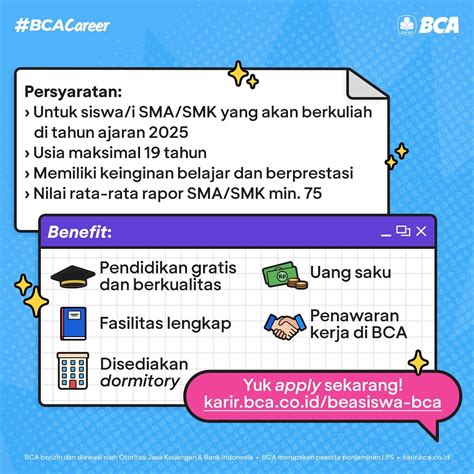 Bca Beasiswa Bca Tawarkan Pendidikan Perbankan Dan Ti Dengan Beragam