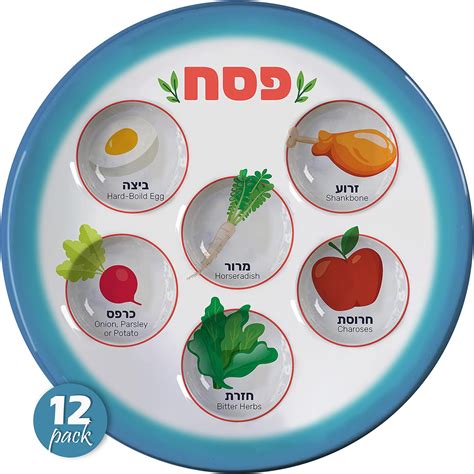 Newtay 24 Pcs Passover Seder Plate Plastic 10 Disposable Plates Passover