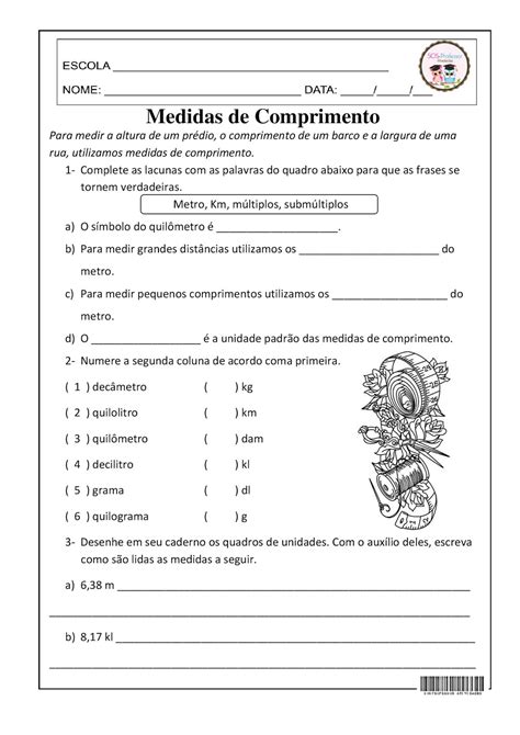 Atividades Sobre Medidas De Comprimento O Ano Gabarito