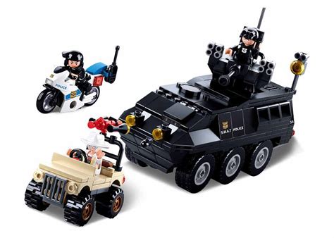 Police Swat Vehicle and Motorcycle and Jeep - B0655 | Sluban North America