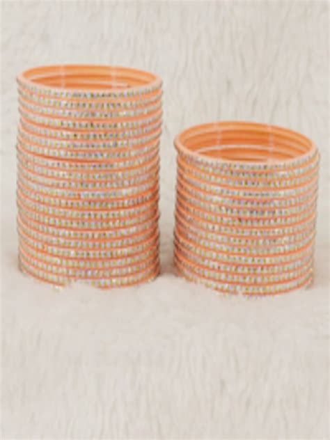 Buy Nmii Set Of Polka Dots Glitter Glass Bangles Bangle For