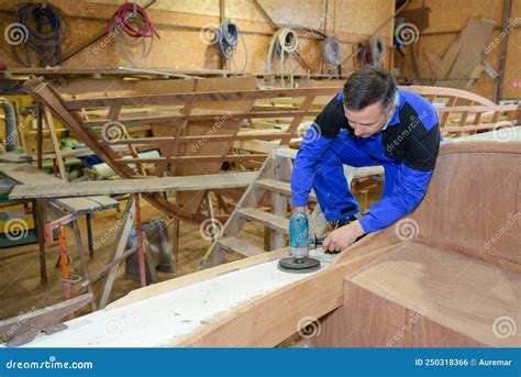 Carpenter Using Circular Sander Stock Photo Image Of Tool Uniform