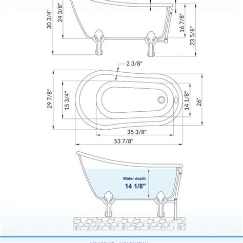 ᐅWOODBRIDGE 54 Heavy Duty Acrylic Slipper Clawfoot Bath Tub with