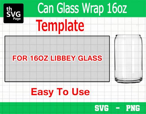 Libbey Can Glass Wrap Template Can Glass Svg Libbey Glass Etsy India