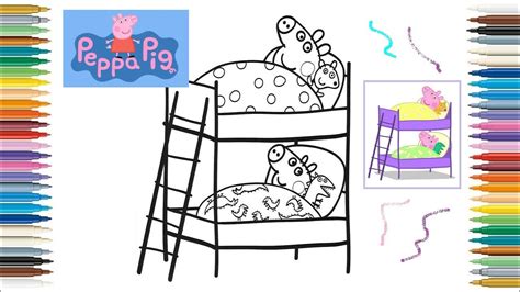 Coloring Peppa Pig And George Bedtime Coloring Page Coloring For Kids