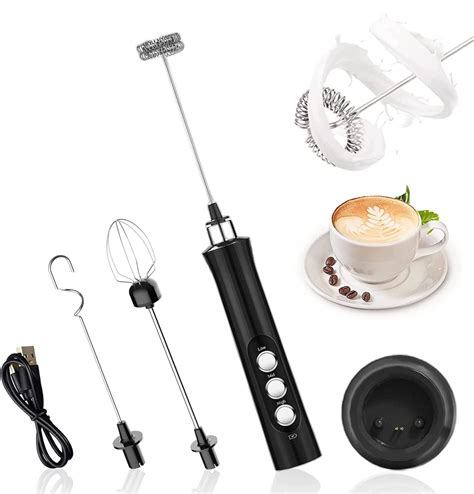 MEETOZ Milk Frother Quiet Hand Held Frother Whisk USB Recharge Able 3