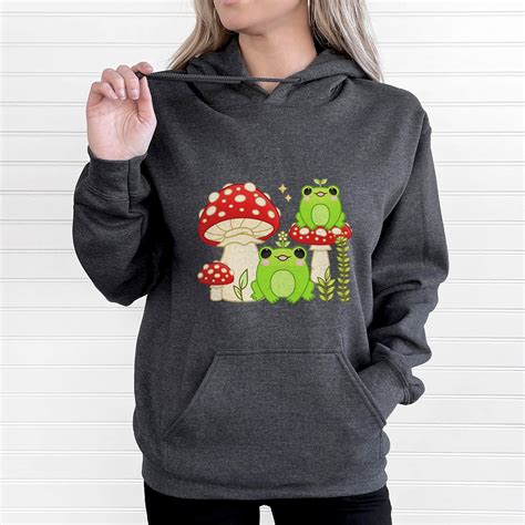 Cottagecore Mushroom Frog Hoodie Cute Kawaii Hoodie Frog Etsy