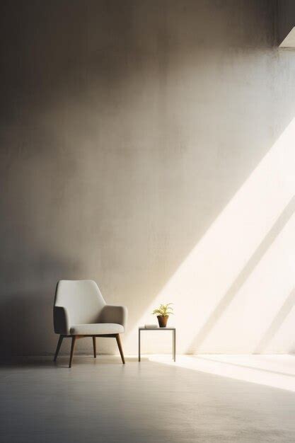 premium photo minimalistic empty room   single white chair ai