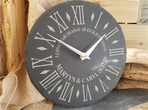 Personalisd Slate Clock Dawns Welsh Ts