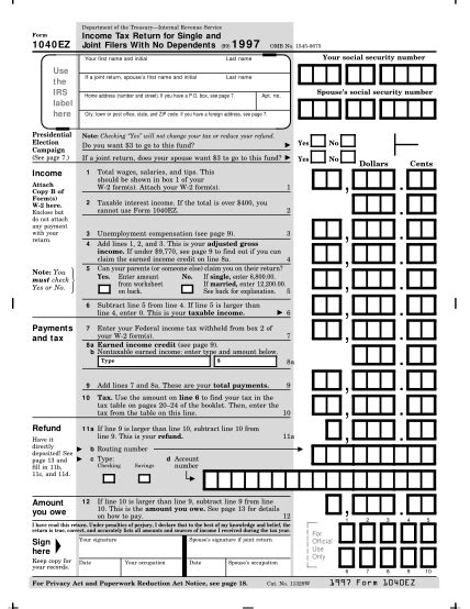 1040ez Form Printable 2022