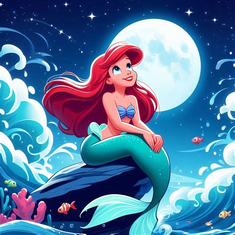 Ariel admiring the moon by FloodUnversed on DeviantArt