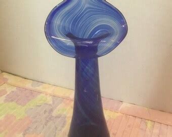 Vintage Westmoreland Satin Blue Glass Jack In The Pulpit Vase Etsy