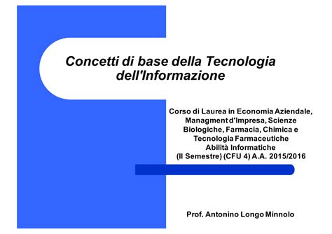 01 Concetti Di Base IT 001 Informatica Concetti Di Base Della