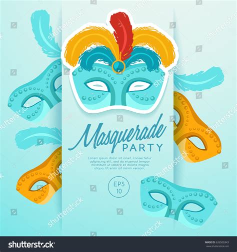 Set Carnival Mask Feathers Vector Illustration Stock Vector Royalty