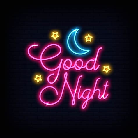 Premium Vector | Modern good night light neon text . poster light banner.